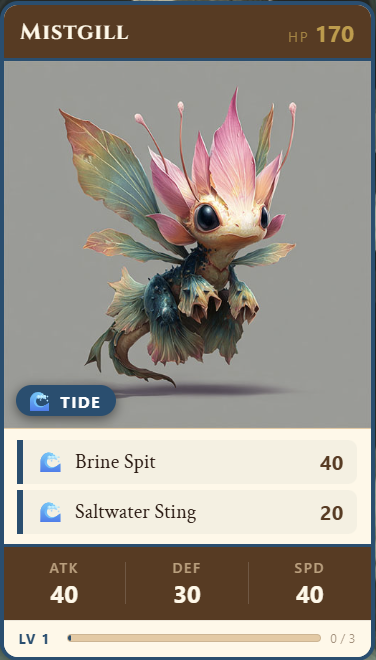 Example Specimen Card — Tidescale of the Tide nature
